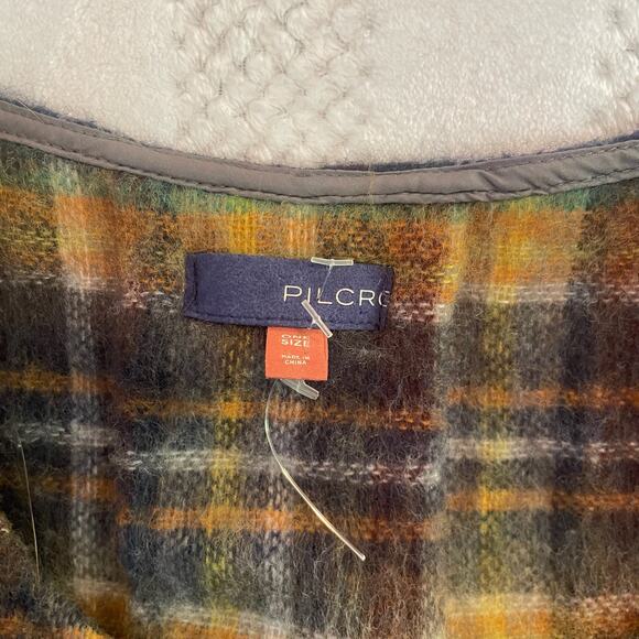 new pilcro plaid sweater open front vest one size - Picture 5 of 5